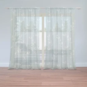 Sablio Záclony Biele lístky: 2ks 150x250cm
