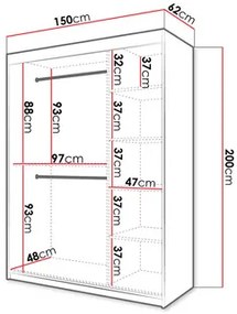 Šatníková skriňa Torro 2150 (biela). Vlastná spoľahlivá doprava až k Vám domov. 1123157