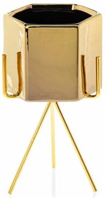 KERAMICKÝ KVETINÁČ SO STOJANOM SASHI 20X9,5 CM ZLATÁ