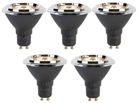Sada 5 stmievateľných LED žiaroviek GU10 AR70 6W 450lm 2700K
