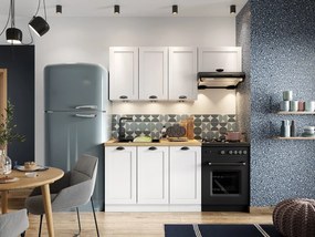 Kuchynská linka Luis 180 2, Farby: biela / biela + dub arlington, Osvetlenie: osvetlenie LED biele