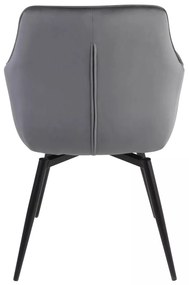 Sametové otočné jídelní křeslo Servio šedé/černé