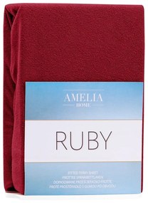 Froté plachta s gumou AmeliaHome Ruby tmavočervené