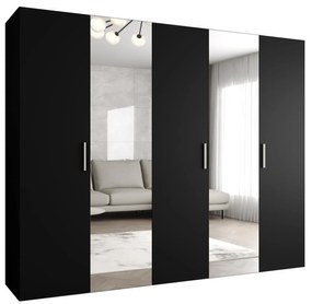 Šatníková skriňa 250 cm Borry 2 (čierna + strieborná). Akcia -20%. Vlastná spoľahlivá doprava až k Vám domov. 1125839