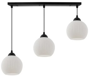 Závesné svietidlo Riffle Round, 3x biele sklenené tienidlo, b
