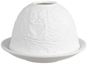 Biely porcelánový svietnik na čajovku s mačiatkami Paollo - Ø 12*8 cm