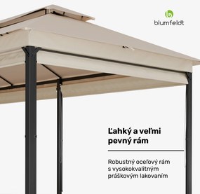 Blumfeldt Grandezza Cortina záhradný altánok 3x6 m, odolný voči poveternostným vplyvom, prášková farba, bočné rolety