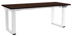 Výškovo nastaviteľný stôl OfficeTech Strong 180 x 80 cm, biela podnož, wenge