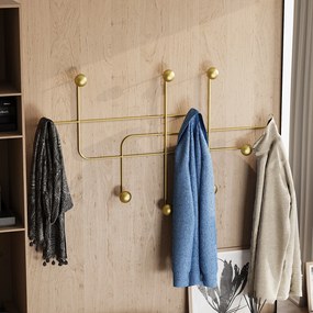 Nástěnný kovový věšák Samara 107 cm zlatý