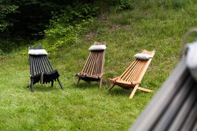 Skladacie drevené záhradné kreslo s vankúšom - hnedé