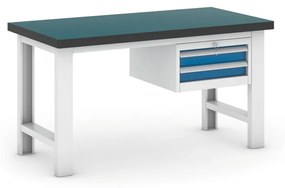 Pracovný stôl do dielne GB so závesným boxom na náradie, 2 zásuvky, 1500 mm