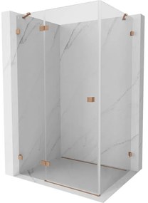 Mexen Lunar, 1-krídlový sprchový kút, ľavý, 85 x 70 cm, 8mm číre sklo, medený profil, 834-085-070-65-00-L