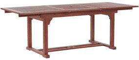 Záhradný rozkladací stôl z akáciového dreva 160/220 x 90 cm tmavé drevo TOSCANA Beliani
