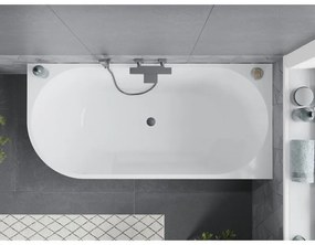 Mexen Mia, voľne stojaca rohová vaňa, pravá, 170 x 80 cm, biela-čierna, brúsený grafit prepad, 52691708075P-95