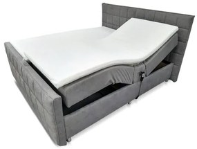 Elektrická polohovateľná čalúnená posteľ s matracmi a topperom HELEN 180x200 cm sivá