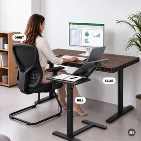 Stolík pod notebook nastaviteľný, mobilný, multifunkčný, čierny: BILL