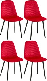 4x Stolička Giverny zamat - červená