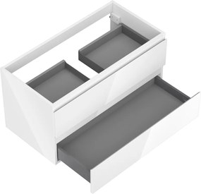 Mexen Orio, kúpeľňová skrinka 90 cm, 2 zásuvky, biela lesklá, 91A10-09047-2-BFF00