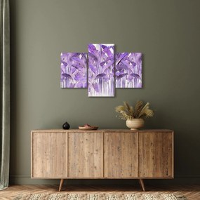 Obraz - Fialové listy v omietke (90x60 cm)