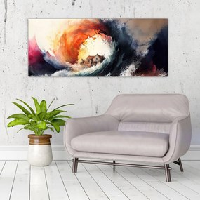 Obraz - Vo víre povodne, akvarel (120x50 cm)