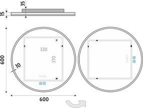 Nimco Okrúhle LED zrkadlo pr. 600 s dvoma dotykovými senzormi - ZP 26000RVX
