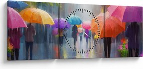 Obraz - Daždivý deň (s hodinami) (90x30 cm)