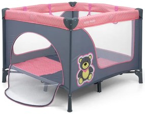 Detská prenosná postieľka Fun medvedík ružová