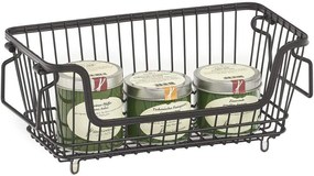 Zeller Present Stohovateľný kovový kôš, organizér s rúčkami, čierny BASKET, 32x16,5x14,5 cm