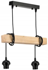 BERGE LED závesné stropné svietidlo, drevený trám, 2xE27, Luster Milk Cube