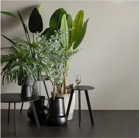 Čierny záhradný odkladací stolík WOOOD Fer, ø 70 cm