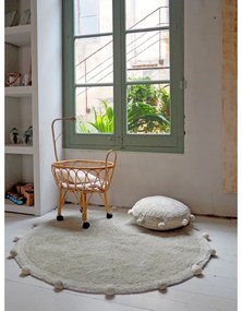 Svetlozelený prateľný ručne tkaný bavlnený detský koberec ø120 cm Bubbly Olive – Lorena Canals