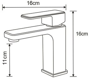 Mexen Cetus, umývadlová batéria h-160, čierna matná, 744300-70
