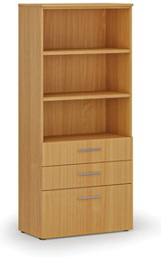 Kancelárska skriňa s kombinovanými zásuvkami PRIMO WOOD, 800 x 420 x 1781 mm, buk