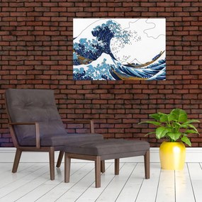 Obraz - Japonská kresba, vlny (90x60 cm)