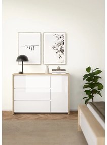 Biela/v prírodnej farbe komoda v dekore duba 119x84x48 cm Next – Tvilum