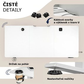 Výškovo nastaviteľný kancelársky stôl FLEXI, 140x60x72-117cm, biela Casaria