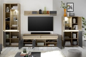 TV skříňka s policí Lille, dub artisan/antracit, s osvětlením