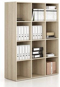 Regál FRAME, nižšia, 3 stĺpce, 1735 x 1299 x 450 mm, dub prírodný