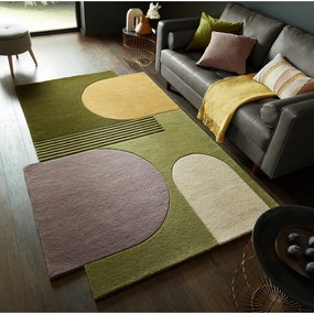 Zelený ručne tkaný vlnený koberec 150x240 cm Lozenge – Flair Rugs