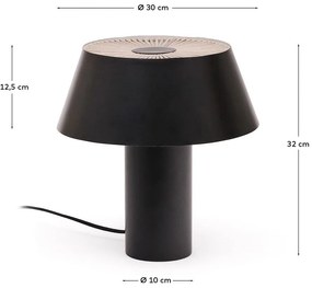 Čierna stolová lampa s kovovým tienidlom (výška 32 cm) Ancare – Kave Home