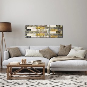 Obraz - Dekor s textúrami (s hodinami) (90x30 cm)