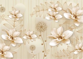 Sklenený obraz - Kompozícia zlatých kvetov (70x50 cm)