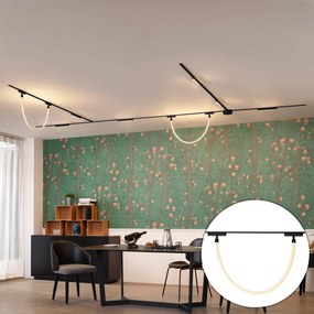 Koľajnicový systém svietidiel so 6 stropnými a 2 závesnými svetlami, čierny, 1-fázový - Magnetic Marra Tautau