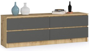 Komoda Kurtinaitis 4SZ (dub artisan + sivá). Akcia -10%. Vlastná spoľahlivá doprava až k Vám domov. 1128697