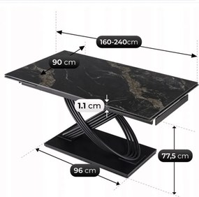 Keramický rozkladací stôl IBIZA 160-240 cm čierny