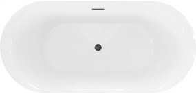 Mexen Roxy, voľne stojaca vaňa 170 x 80 cm, biela, čierny matný prepad, 51201708000-70