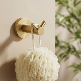 Rea Leo, kúpeľňový 2-háčik na uteráky, zlatá matná, REA-88043