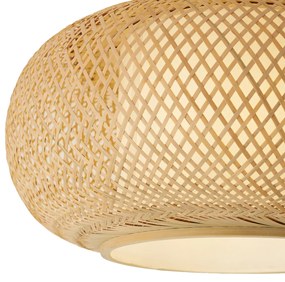 Japandi stropné svietidlo bambusové s bielym interiérom - Liva