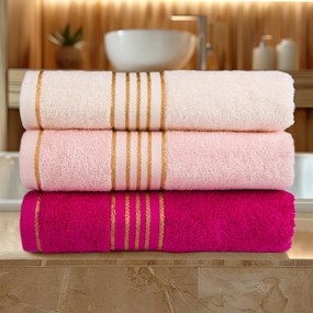 BAVLNENÉ UTERÁKY TIWANO SADA 1 KS 30X50 CM, 1 KS 50X90 CM, 1 KS 70X140 CM RUŽOVÁ