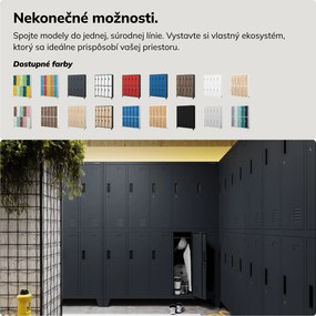 Kovová šatní skriňa na oblečenie BHP 10-dverová BARTEK 1360 x 1720 x 450 mm, antracitová